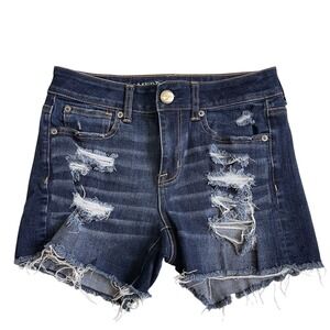 American Eagle Outfitters Hi-Rise Cutoff Distressed Denim Shorts Blue Size 2